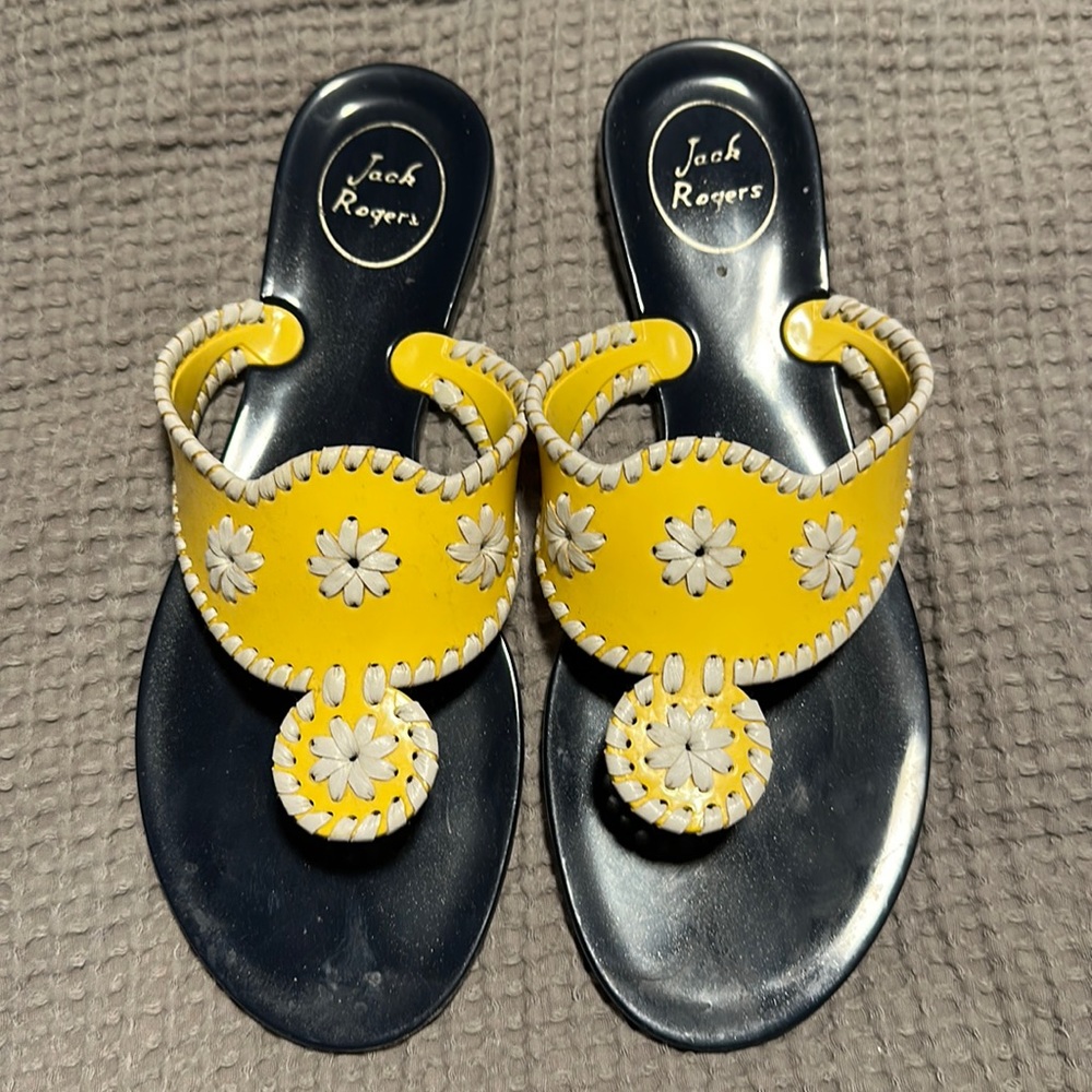 Jack Rogers Sandals Size 7 Jellies Style Navy/Yellow